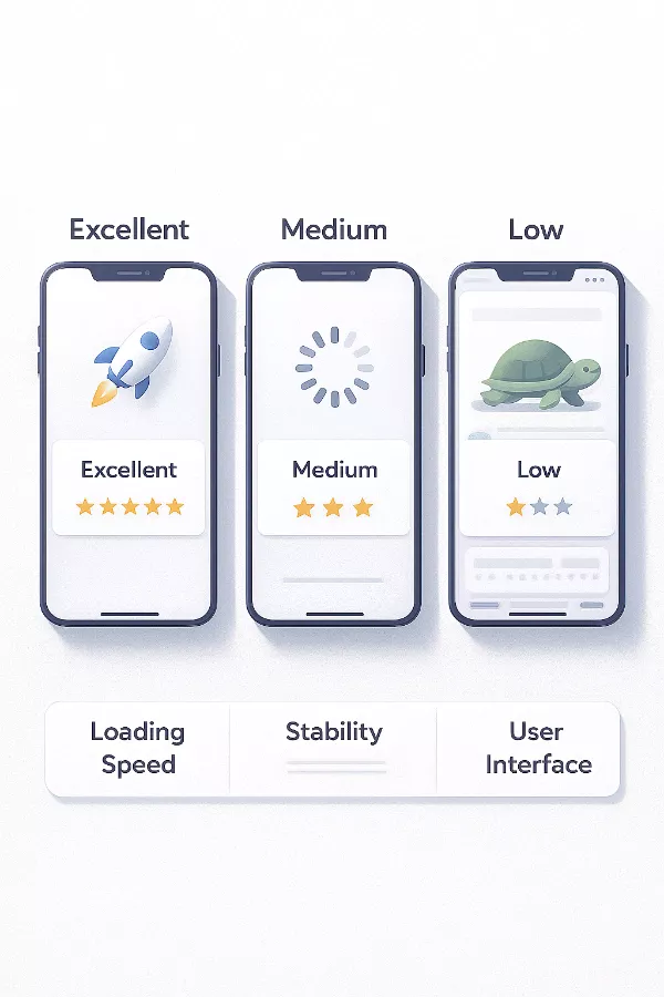 App Qualität Vergleich verschiedener Wettanbieter mit Bewertungen