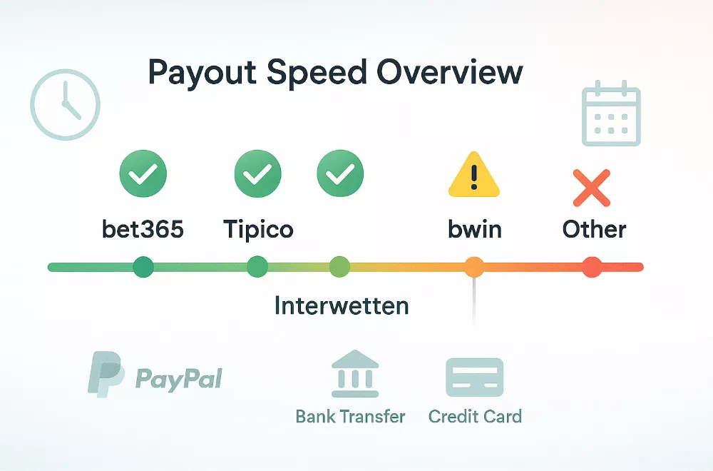 Auszahlungsgeschwindigkeit Timeline Vergleich der Wettanbieter in Stunden
