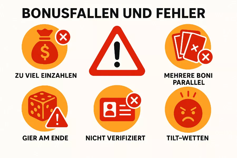Bonusfallen und häufige Fehler - Warnung vor typischen Stolpersteinen beim Bonus freispielen