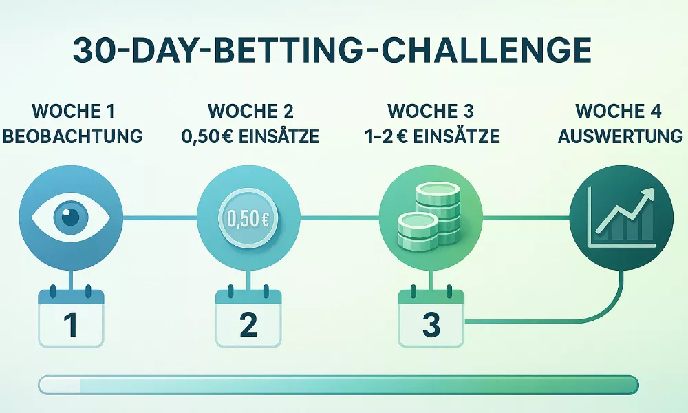 Dreißig Tage Wettplan Challenge für Sportwetten Anfänger mit Meilensteinen