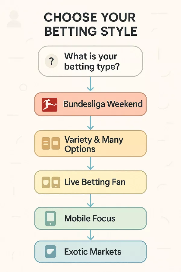 Entscheidungsbaum zur Auswahl des richtigen Wettanbieters nach Wetttyp